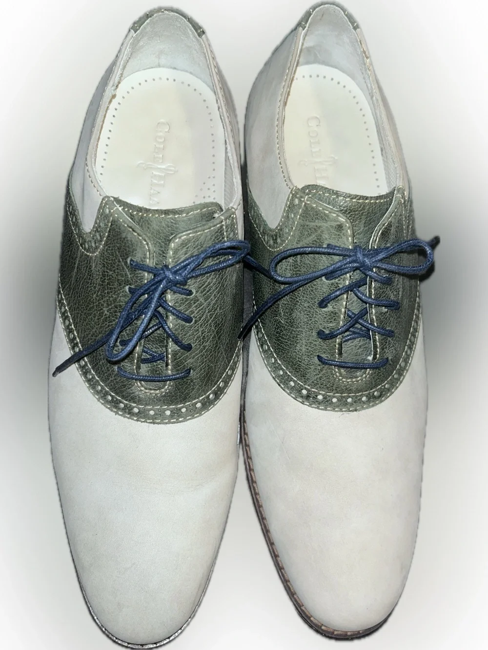 Cole Haan Air Colton Gray Green Saddle Oxford Brogue Nubuck Leather Shoes 13